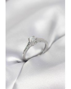 Single Stone Silver Color Zircon Stone Model Women's Ring