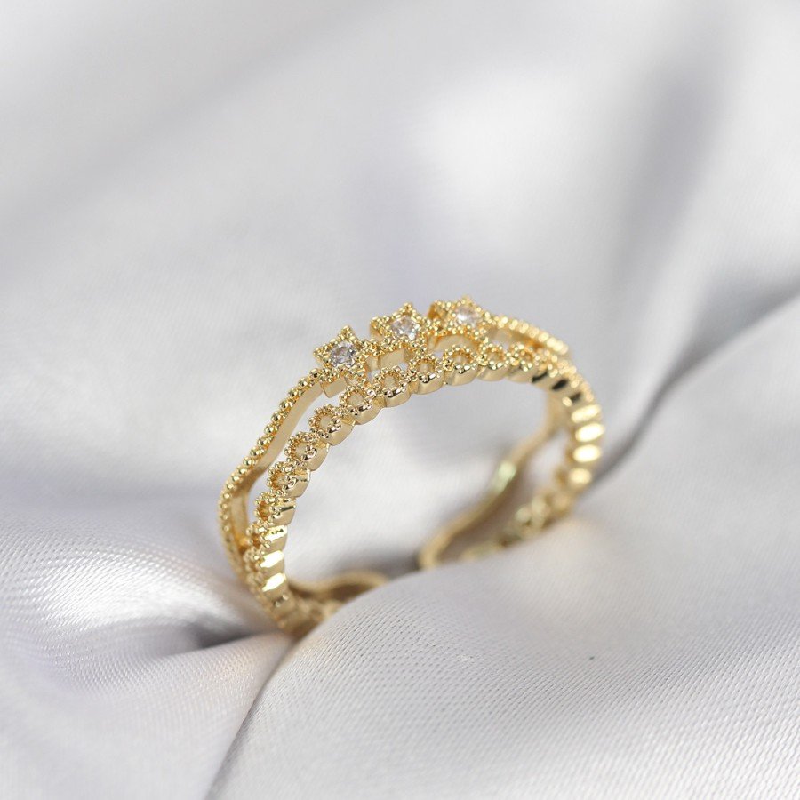 Gold Color Minimal Star Model Women s Ring