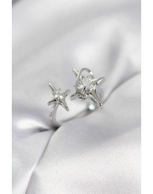 Silver Color Polar Star Model Zircon Stone Women's Ring