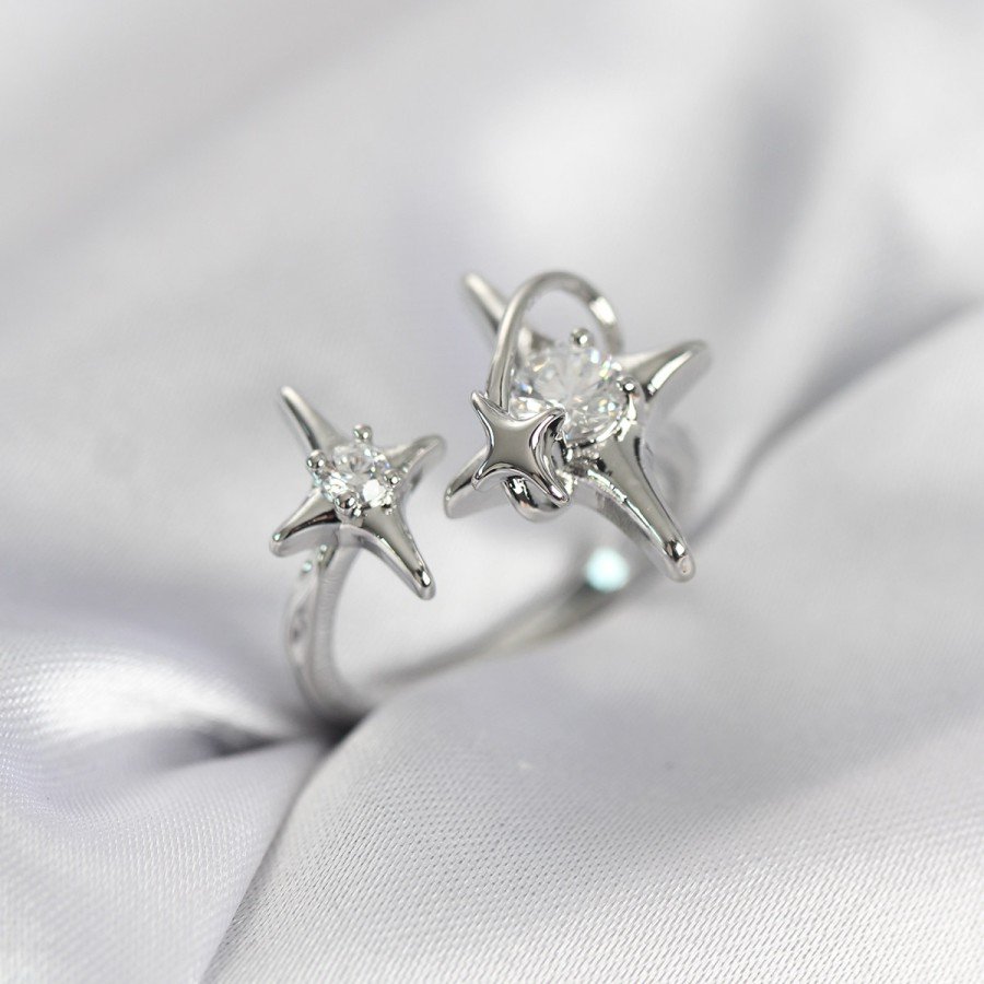Silver Color Pole Star Model Zircon Stone Women s Ring Silver Color Pole Star Model Zircon Stone Women s Ring