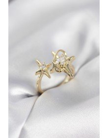 Gold Color Pole Star Model Zircon Stone Women's Ring