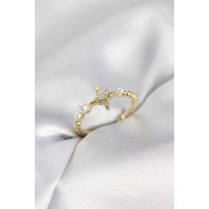 Minimal Pole Star Model Zircon Stone Gold Color Women's Ring Minimal Pole Star Model Zircon Stone Gold Color Women's Ring