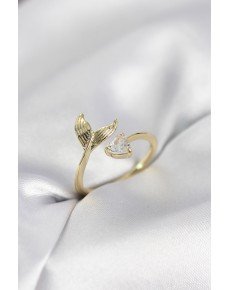 Fish Tail Model Gold Color Zircon Stone Women's Ring