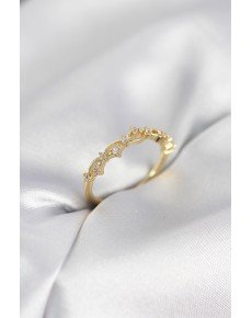 Zircon Stone Brass Gold Color Women's Ring