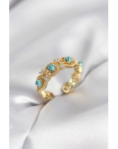 Blue Stone Gold Color Vintage Women's Ring