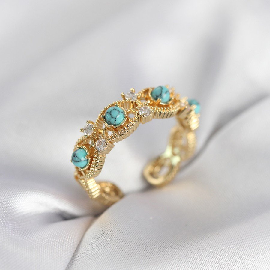 Blue Stone Gold Color Vintage Women s Ring