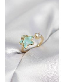 Gold Color Turquoise Star Model Women's Ring