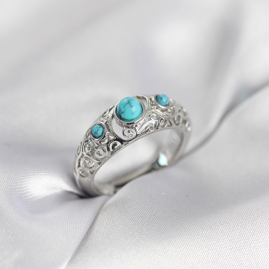 Vintage Model Blue Stone Silver Color Women s Ring