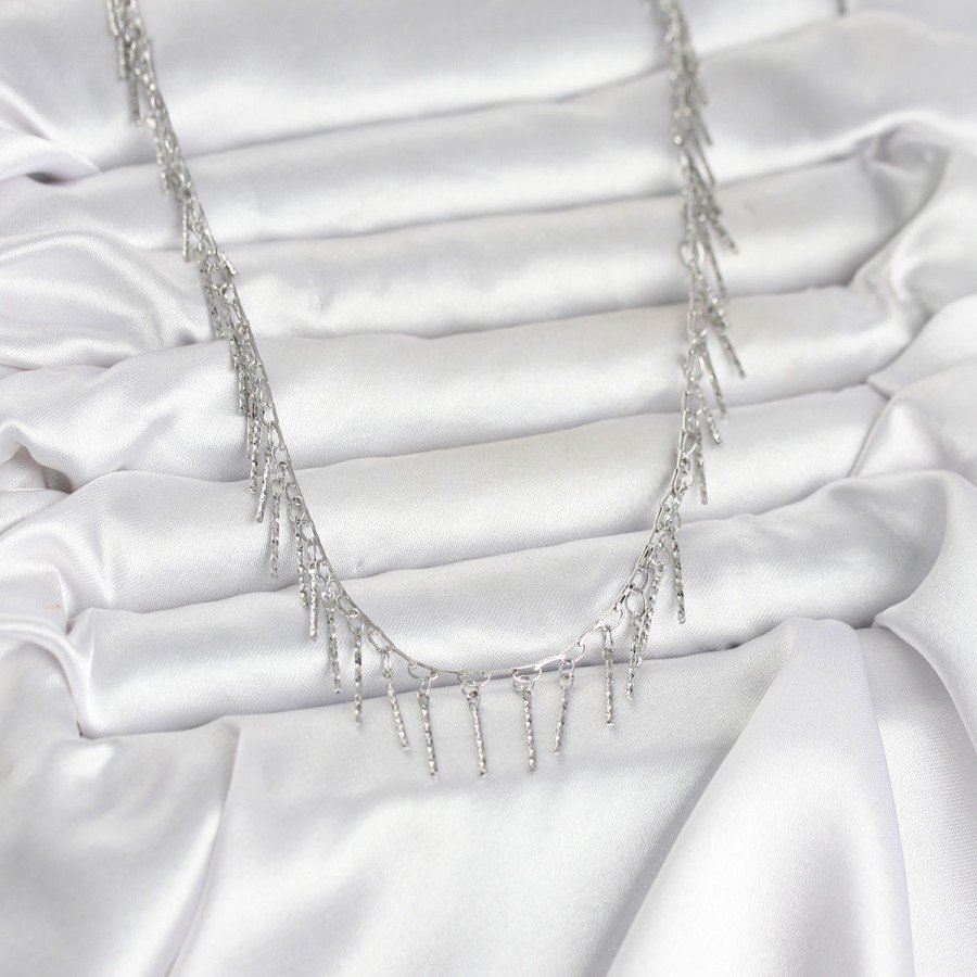 Brass Silver Color Fringed Model Women s Necklace
