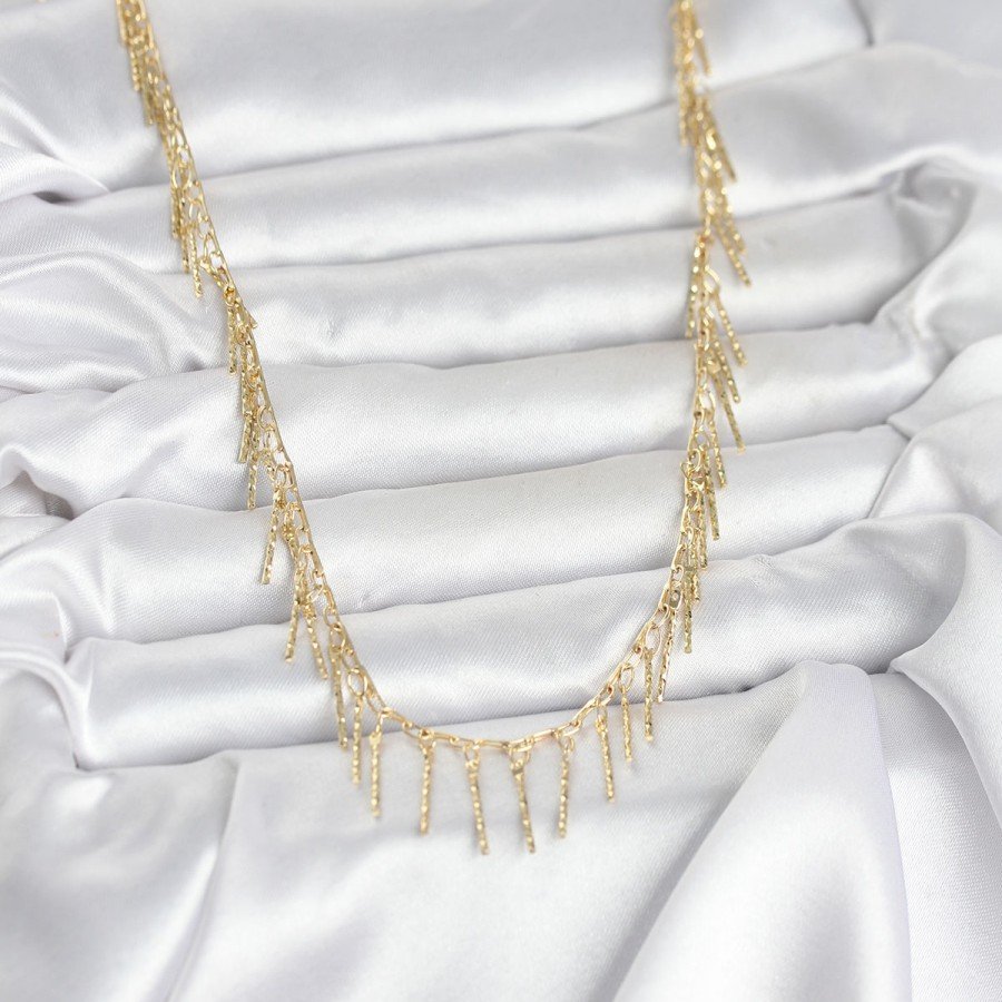 Brass Gold Color Fringed Model Women s Necklace