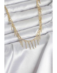 Brass Gold Color Fringed Model Women's Necklace