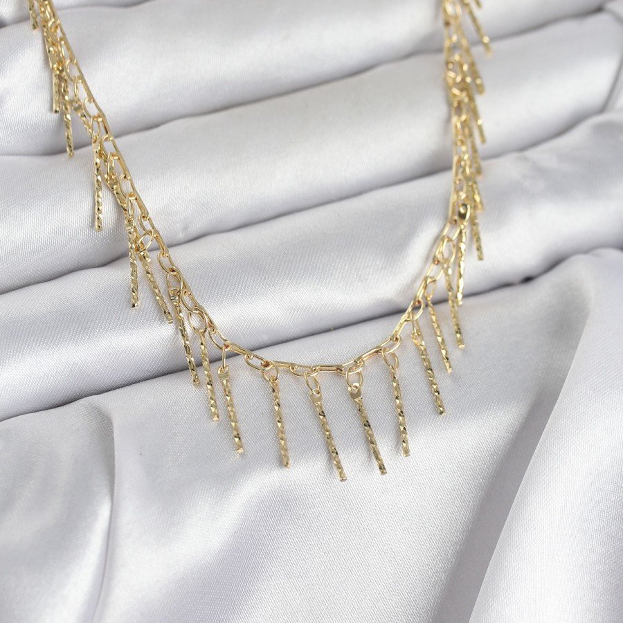 Brass Gold Color Fringed Model Women s Necklace