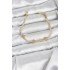 Gold Color Brass Waterway Women's Bracelet with Pink Clover Detail and Zircon Stone