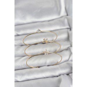 Gold Color Zircon Stone Brass 3-Piece Women's Bracelet Combination