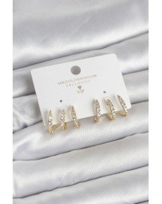 Gold Color Brass Zircon Stone Women's Earrings Gold Color Brass Zircon Stone Women's Earrings