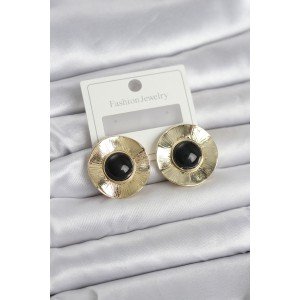 Vintage Model Black Gold Color Brass Women's Earrings