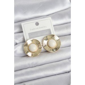 Vintage Model White Gold Color Brass Women's Earrings Vintage Model White Gold Color Brass Women's Earrings