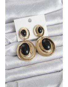 Black Dangle Drop Model Gold Color Vintage Women's Earrings