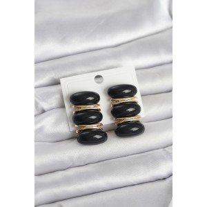 Black Vintage Model Gold Color Women's Earrings