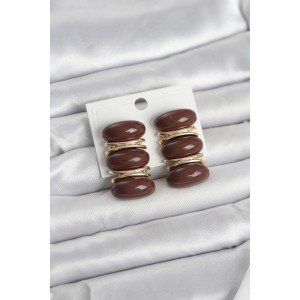 Brown Vintage Model Gold Color Women's Earrings