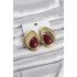 Brass Gold Color Claret Red Stone Drop Model Vintage Women's Earrings