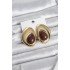 Brass Gold Color Brown Stone Drop Model Vintage Women's Earrings