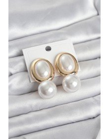 Brass Gold Color Model Pearled Women's Earrings
