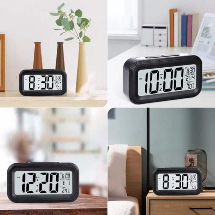 Illuminated Degree Desk Office Clock Alarm Thermometer Calendar Alarm Clock