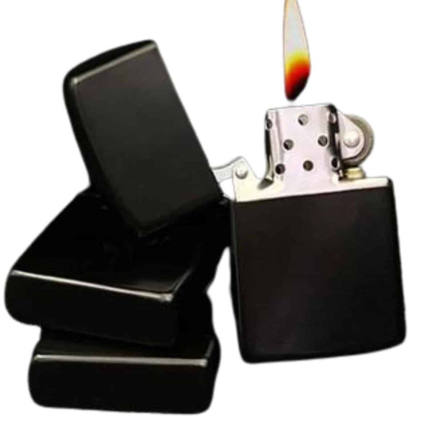 Refillable Black Gasoline Lighter Metallic