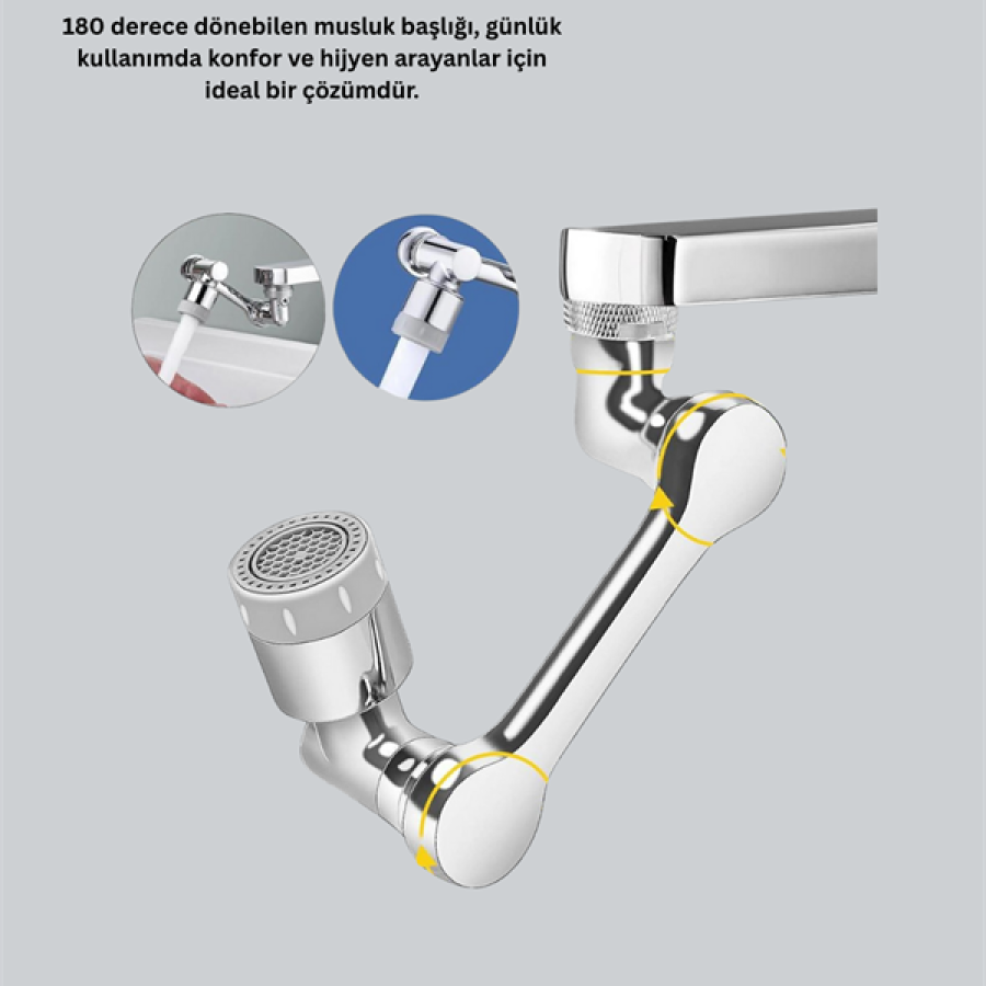 2 Modes 1080° Rotatable Faucet Head Flexible 3 Jointed Movable Design