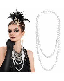 1920 Gatsby Pearl Necklace – Vintage Long White Pearl Necklace