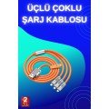 3 in 1 Super Fast Charging Cable Android and IOS Compatible Silicone Charging Cable