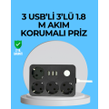 4-Plus Smart Socket with 3 USB Outputs 2500W 2 Meter Cable