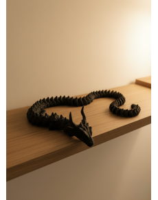 Animated Black Dragon Figure with Long Body, Fantastic Table and Shelf Decoration