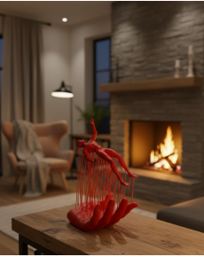 3D Hand Human Figure Red Minimal Modern Home and Office Decor 12x18cm