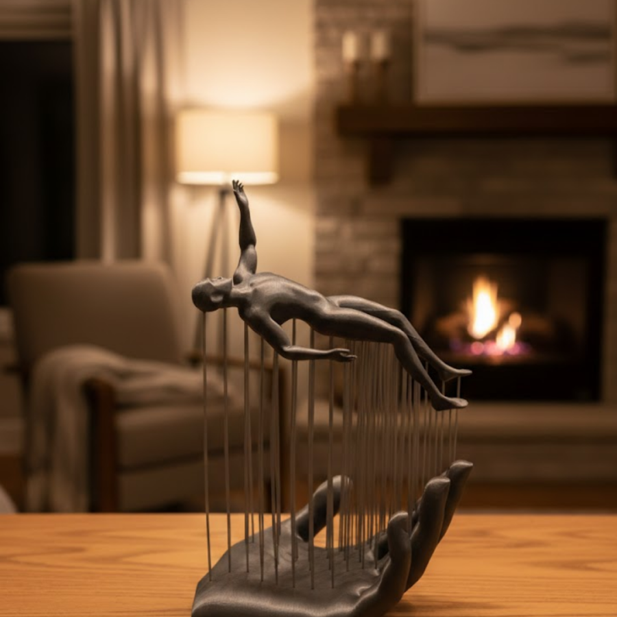 3D Hand Human Figure Gray Modern Home and Office Decor