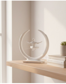 3D Zen Statue Modern Moon Design Meditation Figurine