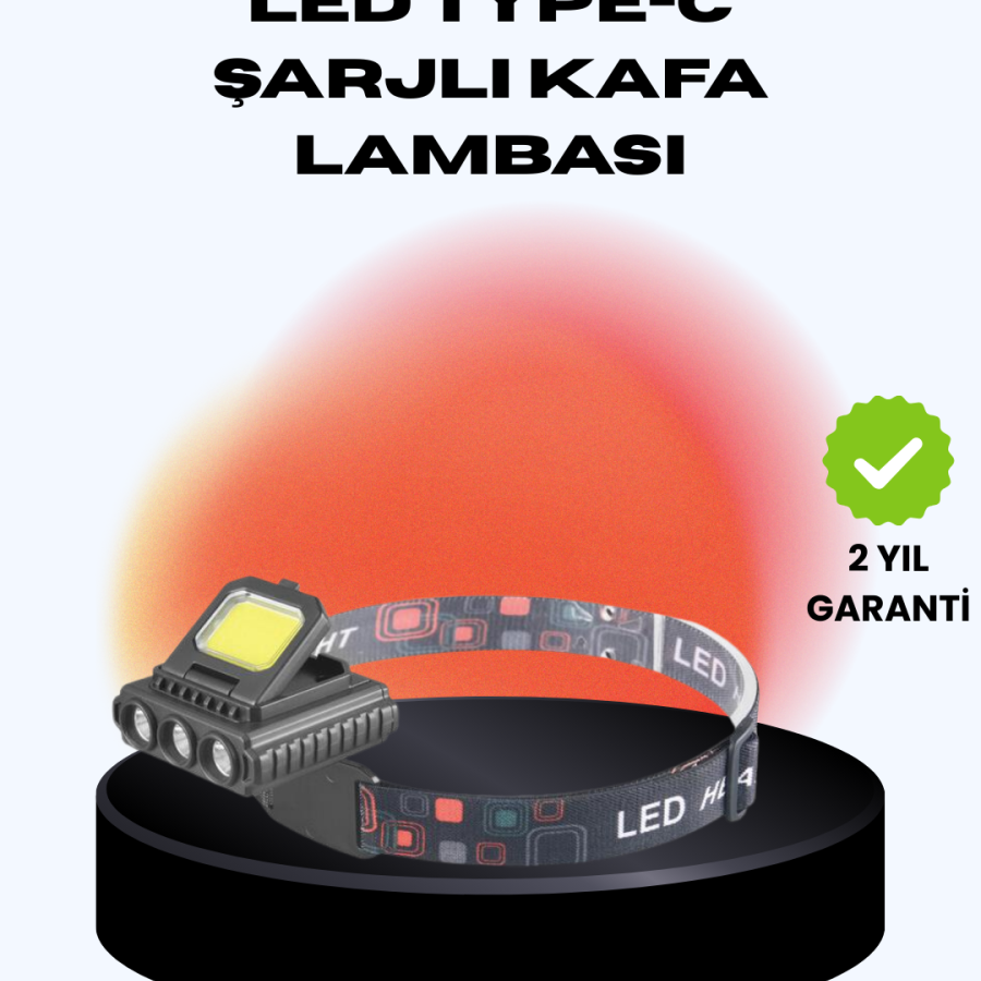 COB + XPE LED Headlamp 800 Lumen Multi-Mode with USB Type C Rechargeable