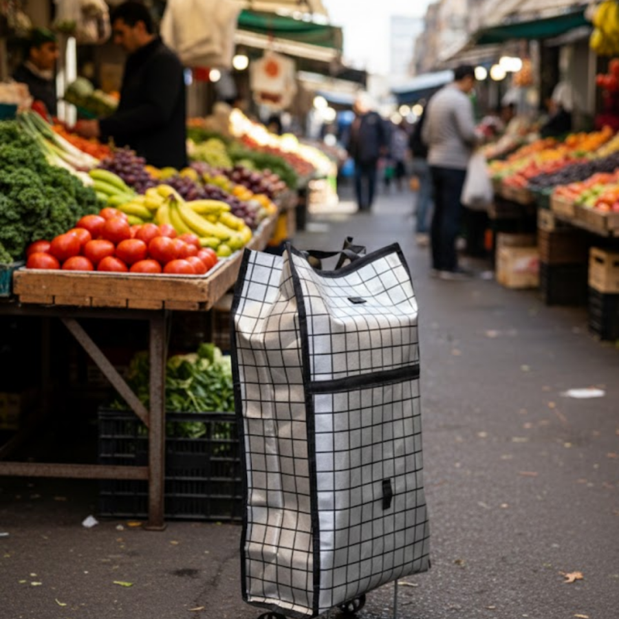 Wheeled Grocery and Market Bag Suitable for Heavy Load Carrying