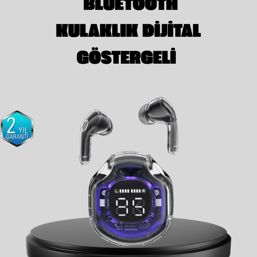 ENC Wireless Headset with Microphone Touch Control and LED Display with Charging Box