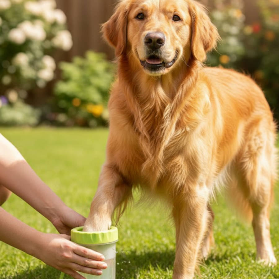 Round Head Dog Paw Cleaner with Soft Silicone Brush