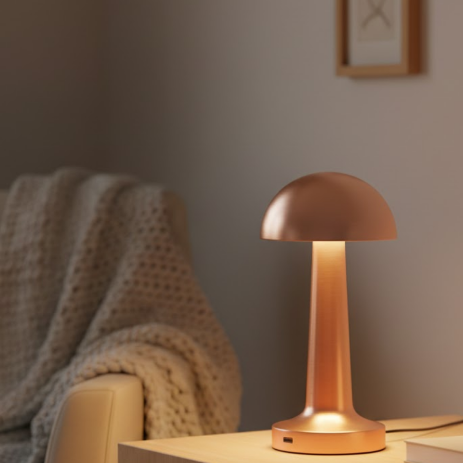 Bronze Touch Table Lamp 3 Colors LED Rechargeable Wireless USB Output