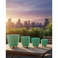 4-Piece 3D Mint Green Flower Pot Set Modern Design Decorative Footed Vase