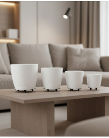 Set of 4 3D White Footed Flower Pots Modern Minimal Decorative Vase