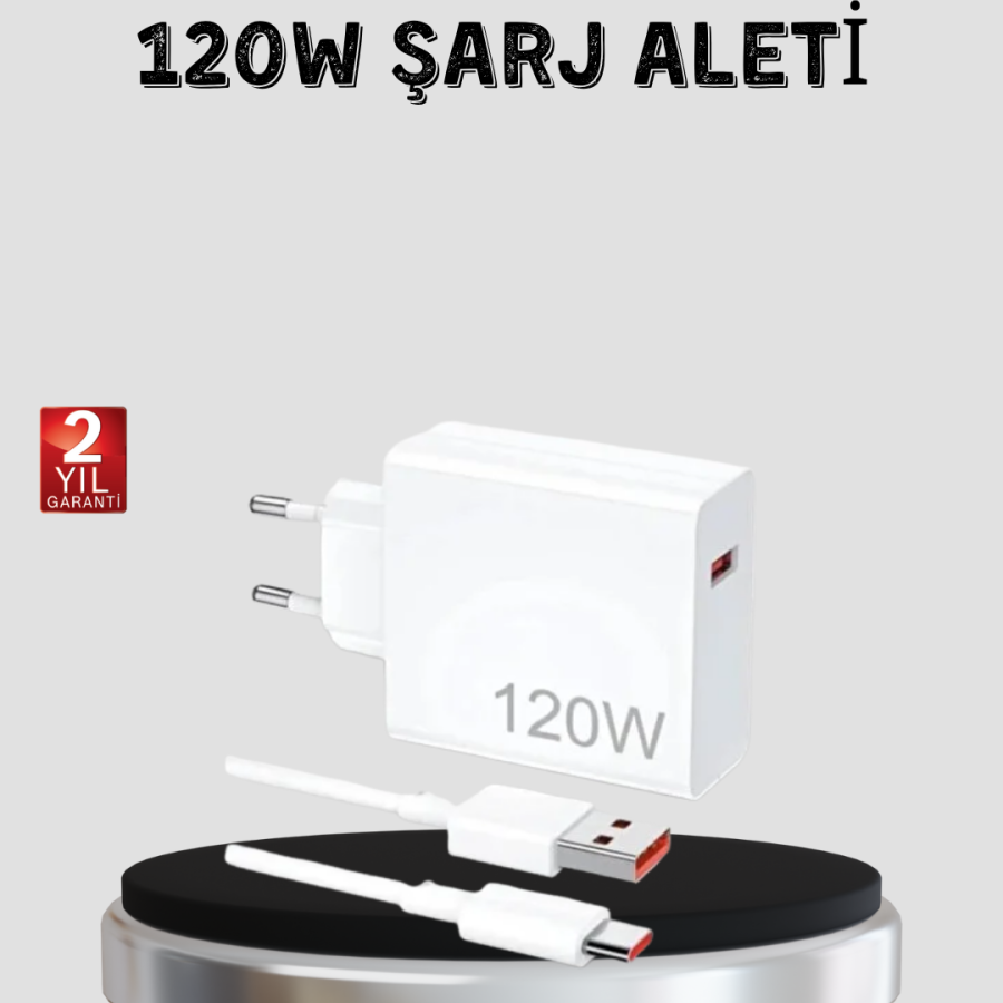 120W Fast Charging Head Ultra Powerful Type-C Adapter Cable Included