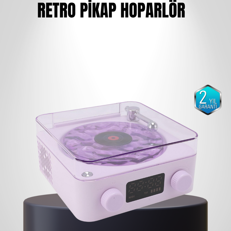 Bluetooth Retro Turntable Speaker 360 Degree Sound Projector Night Light Multifunctional