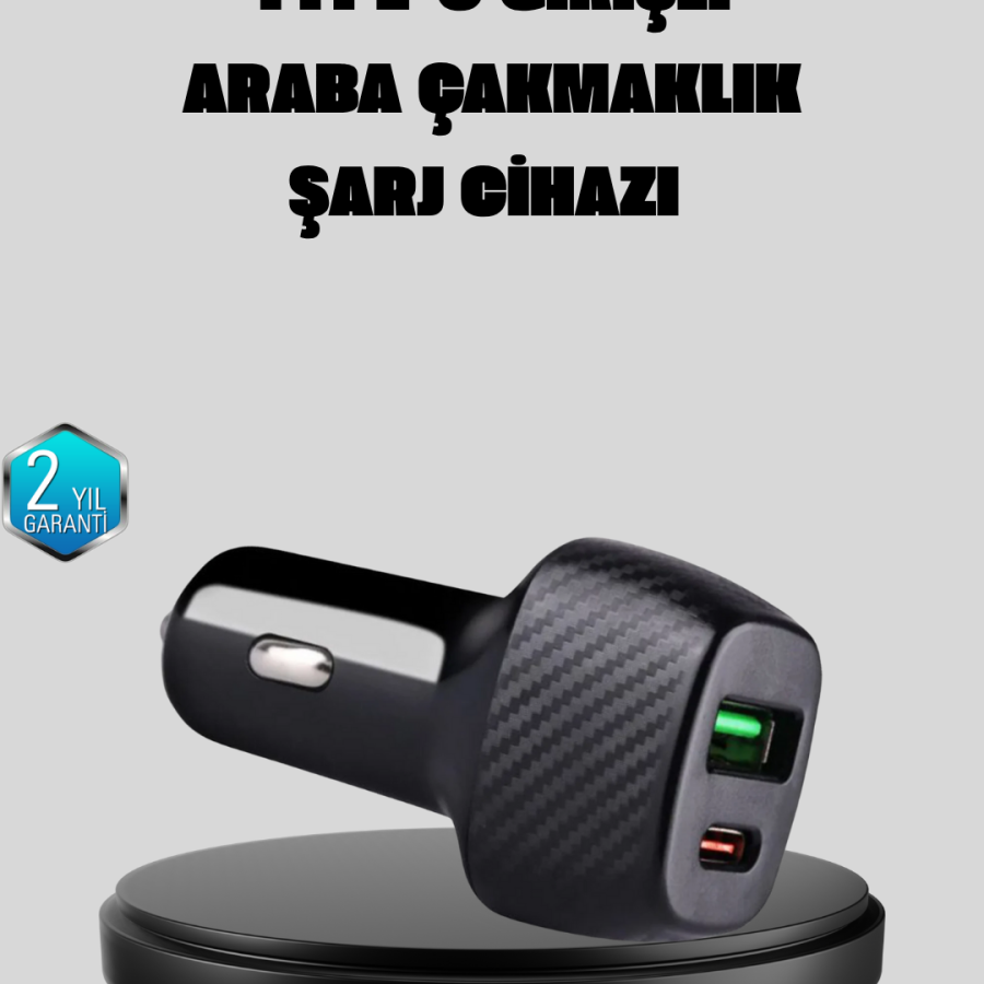 PD Supported 38W Car Charging Head Type-C + USB Dual Output Fast Charging