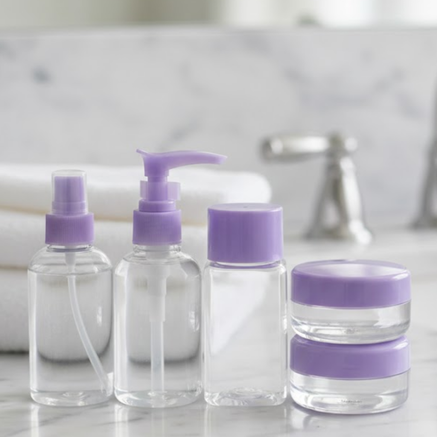 Set of 5 Transparent Cosmetic Bottles 30 ml for Travel