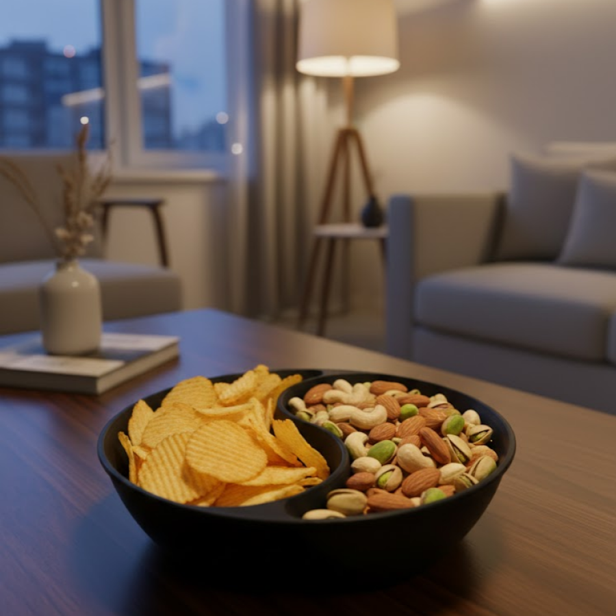 Decorative Black Snack Bowl Set of 4 3x12 cm