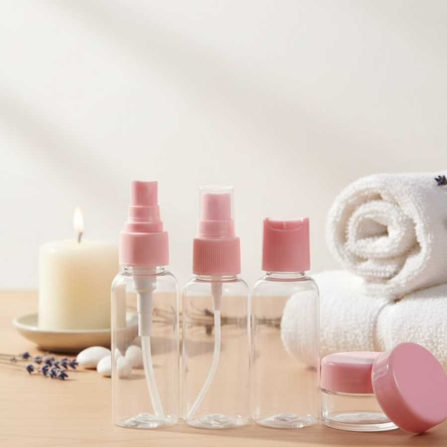 5 Piece Travel Size Cosmetic Set Transparent Organizer